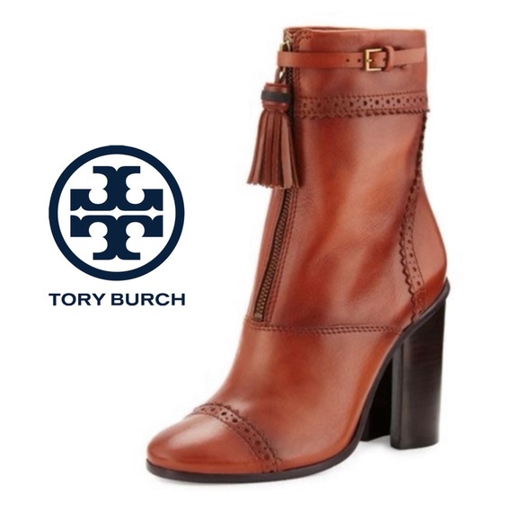 Tory Burch Shoes - TORY BURCH LEATHER HUXLEY RUNWAY BROWN HEELED SHOES BOOTS SZ 11